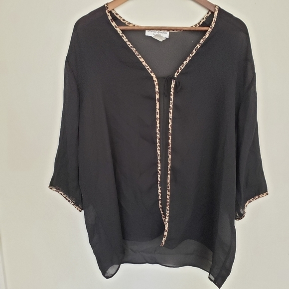 Vintage Natori Sheer Tie Front Cover-up Sheer Lrge - Picture 1 of 12